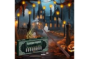 NURADA Floating Candles with Wand Remote Timer - Magic LED Hanging Flameless Taper Candles Flickering Battery Operated for Halloween Birthday Theme Party Holiday Home Window Decor - Black 12 Pack