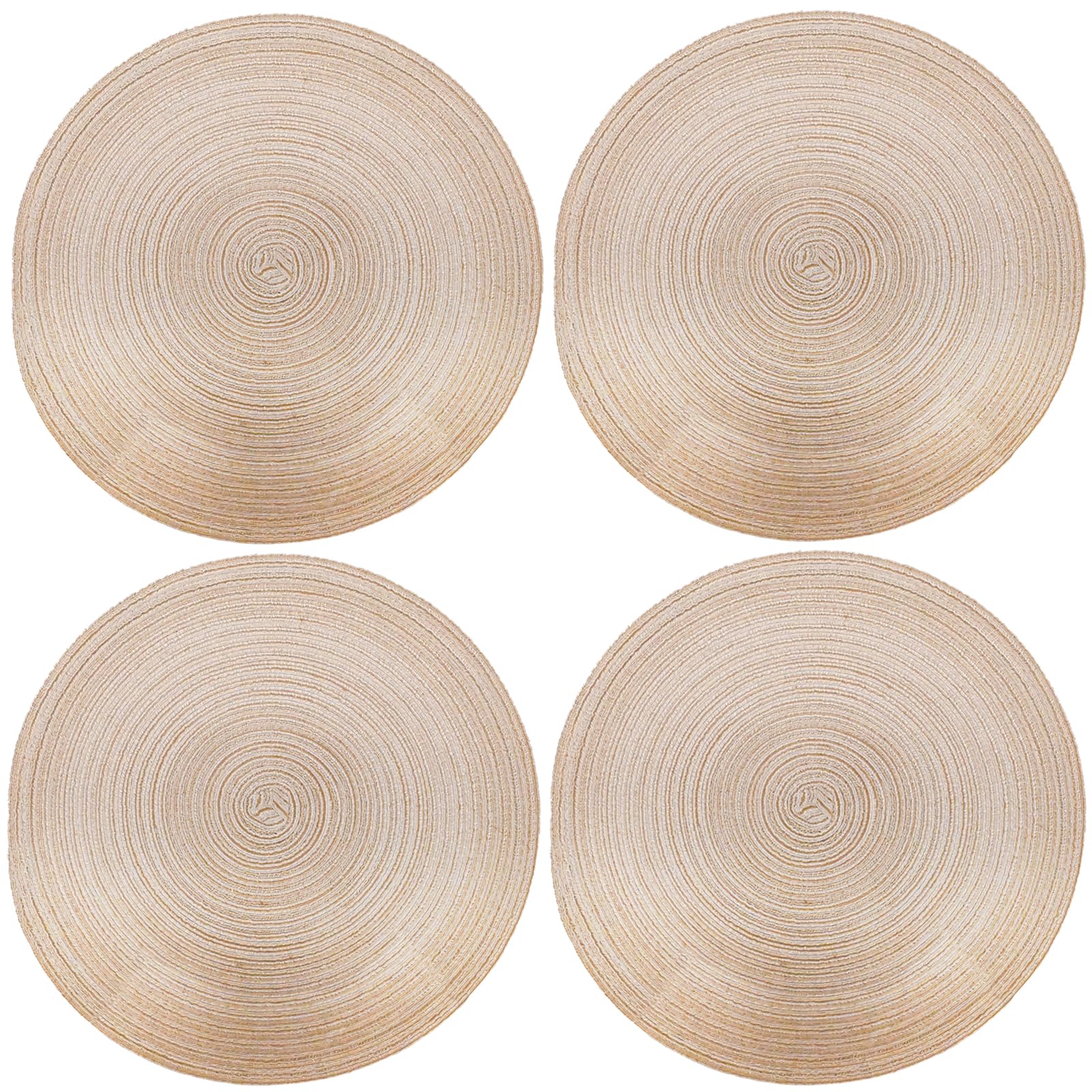 Photo 1 of CrafArCher Round Braided Placemats Polyester Cotton 15-inch Round Table Mats for Kitchen Dining Table Non-Slip Table Mats (Beige, 4 Packs)