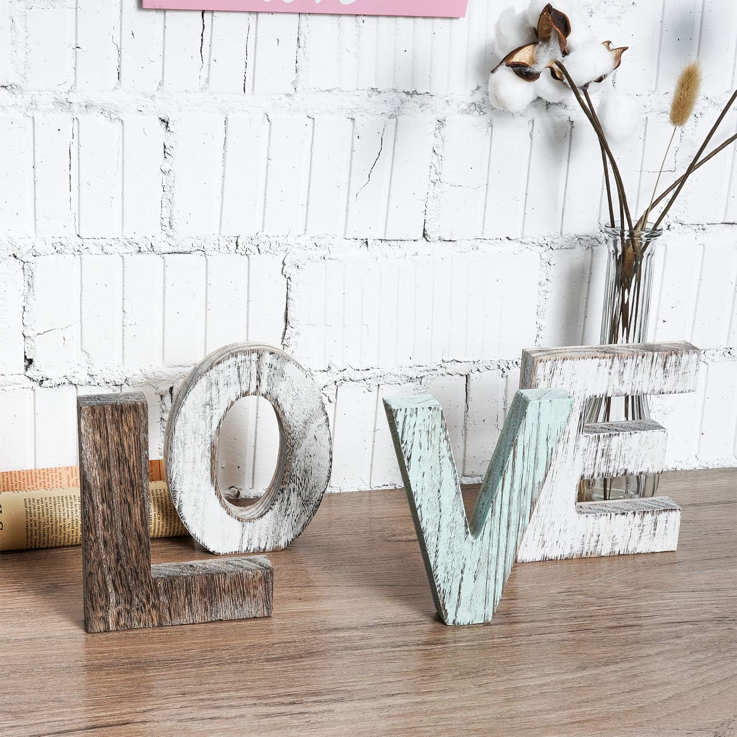TIMEYARD Rustic Wood Home Sign Decor, Decorative Word Signs, Freestanding Cutout Word Table Decor Centerpiece, Multicolor: Everything Else