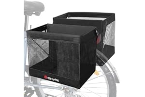 Zmgdrm Bicycle Grocery Panniers, 2PCS Foldable Bike Panniers Bags for Rear Rack, Rear Bike Basket Ebike Rear Rack Bags for Shopping Cycling Traveling Commuting(2 Pack)