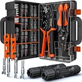 SOMELINE Solar Connector Crimping Tool Kit, 14-10 AWG Crimper for Solar Panel Cables, Tool Kit with 12 Pairs of Solar Connectors and Wrench and Stripper and Crimper, Solar Panel Connectors