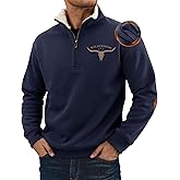 VOGSTART Men's Aztec Quarter Zip Pullover Fleece-Lined Western Country Cowboy Vintage Graphic Sweatshirt (S-XXL)