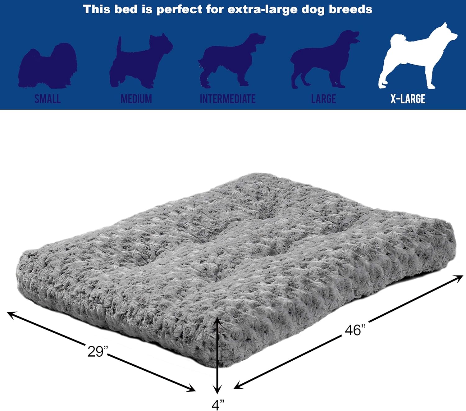 Plush Dog Bed | Ombre Swirl Dog Bed & Cat Bed | Gray 29L x 21W x 2H Inches for Medium Dog Breeds : Pet Bed Mats : Pet Supplies