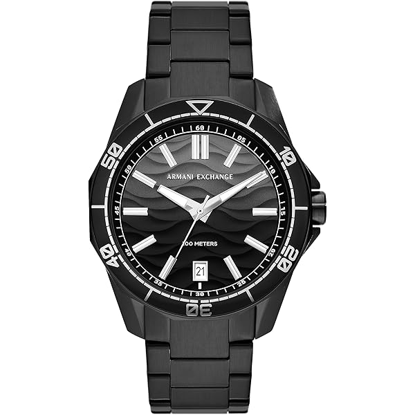 Armani Exchange A/X ブラックベルト A|X Armani Exchange Men's Black Leather Strap Watch 42mm