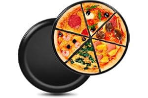 E-far 10 Inch Pizza Pan Set of 2, Nonstick Pizza Pie Pan Tray Platter, Metal Round Baking Sheet Cooking Pan for Oven, Durable