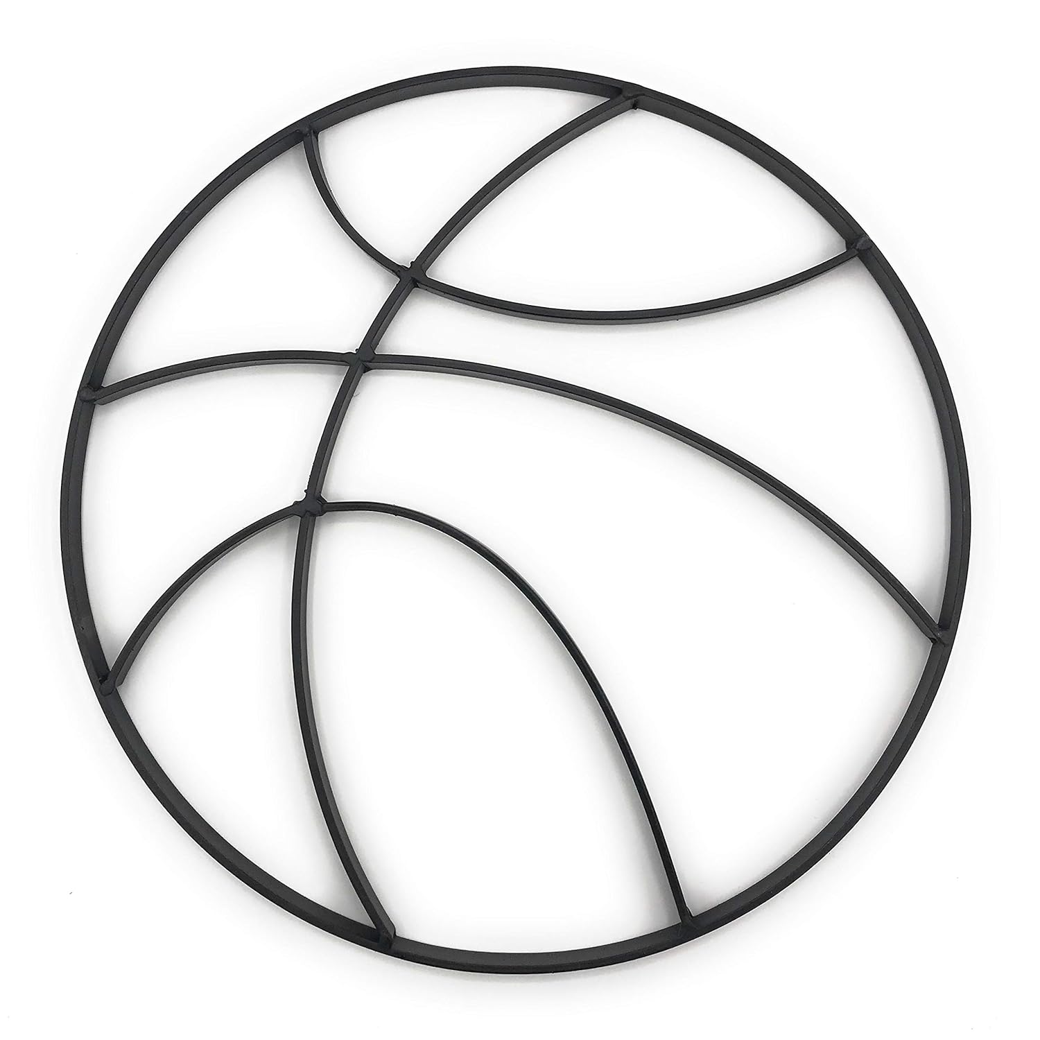 Modern Matte Black Metal Basketball Wall Art Hanging - Boy's Sports Fan Themed Bedroom Nursery – Man Cave Decor