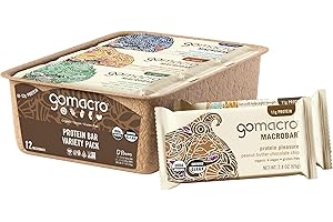 GoMacro MacroBar Organic Vegan Protein Bars - Protein Variety Pack (2.3-2.4 Ounce Bars, 12 Count)
