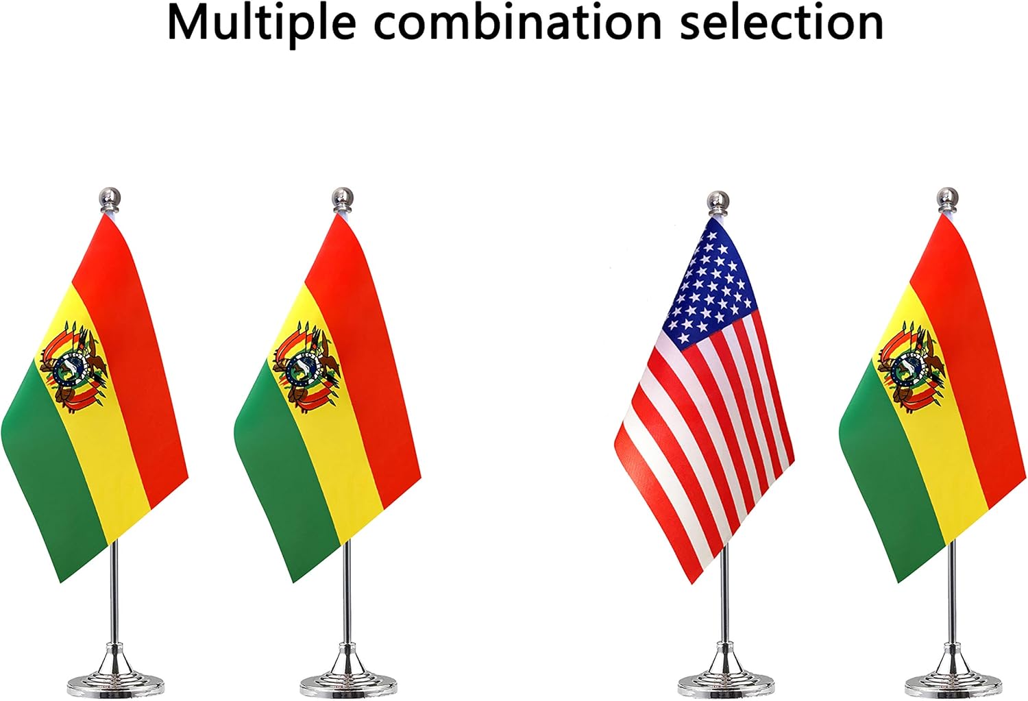 WEITBF Bolivia Desk Flag Small Mini Bolivian Office Table Flag with Stand Base Decorations,2 Pack: Garden & Outdoor