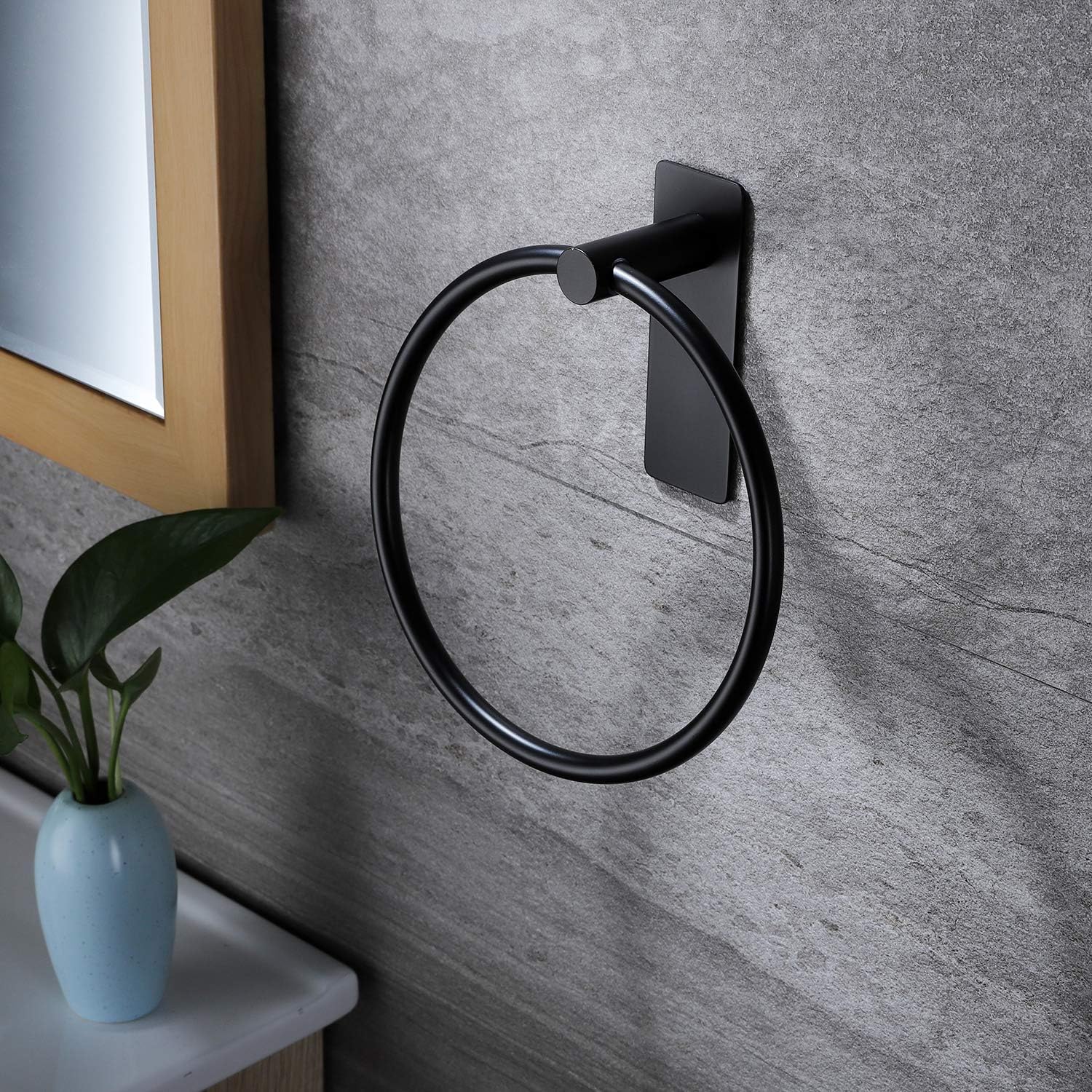 ZUNTO Matte Black Towel Ring - Hand Towel Holder Self Adhesive Hand Towel Bar for Bathrooms, Stainless Steel: Home & Kitchen