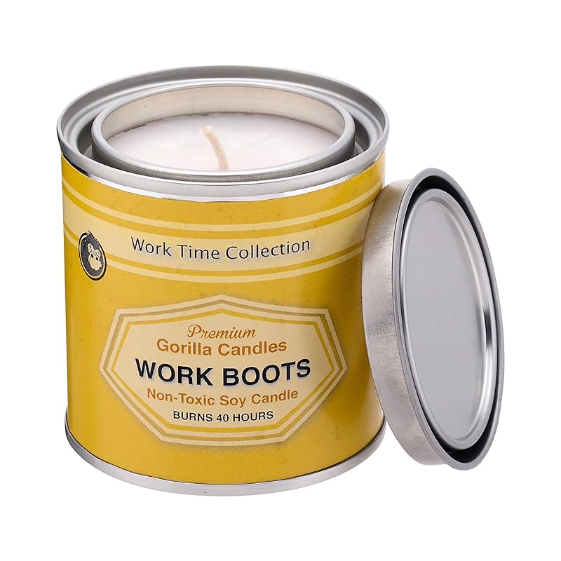 Work Boots Leather Scented Candle Handmade