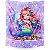 Kids Blanket for Girls Mermaids Blankets for Girls 3-5 Gifts for Birthday Daughter On Bed Sofa, Cozy 50 x 40 Inches Flannel Throws for Living Room Garden