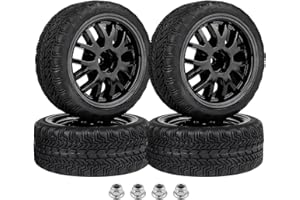 Hobbypark (4-Pack) OD 2.56''(65mm) Rubber Tires & Wheels 12mm Hex Drive Hub for 1/10th Scale RC Touring Car