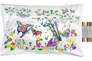 eatsleepdoodle - Coloring Pillowcase for Kids – Reusable DIY Pillow Cover with Washable Markers, Educational Arts & Crafts Activity for Boys & Girls, Fun Gift for Creative Play, Machine Washable