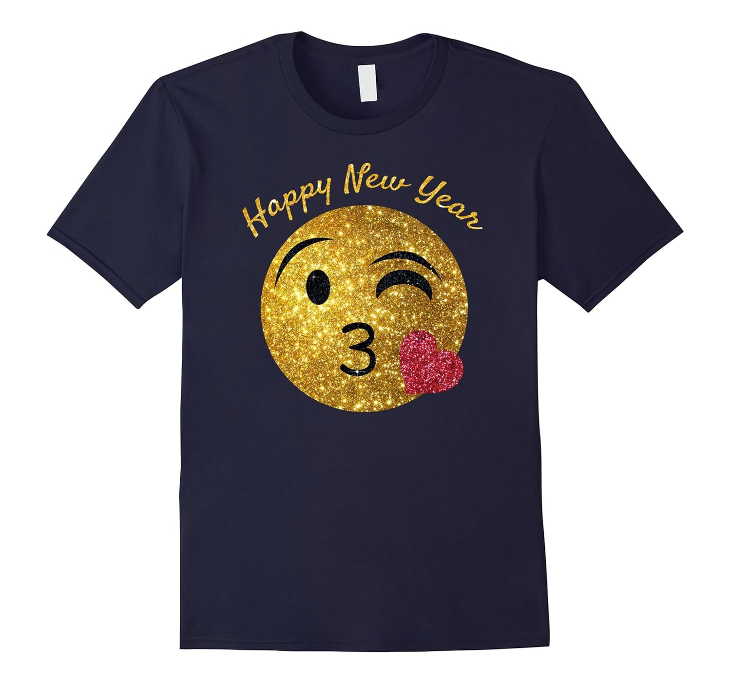 New Year Shirt Emoji Happy New Year Heart Kiss Wink Emoji-ANZ