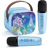 Kids Karaoke Machine for Kids Frozen Toys for Girl Gift, Mini Karaoke Machine with 2 Wireless Microphones Ages 3,4,5,6,7,8,9,10,11,12+ Year, Microphone for Kids Christmas or Birthday Toy Gift (Blue)