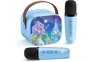 LRJRIZZO Kids Karaoke Machine for Kids Frozen Toys for Girl Gift, Mini Karaoke Machine with 2 Wireless Microphones Ages 3,4,5,6,7,8,9,10,11,12+ Year, Microphone for Kids Christmas or Birthday Toy Gift (Blue)