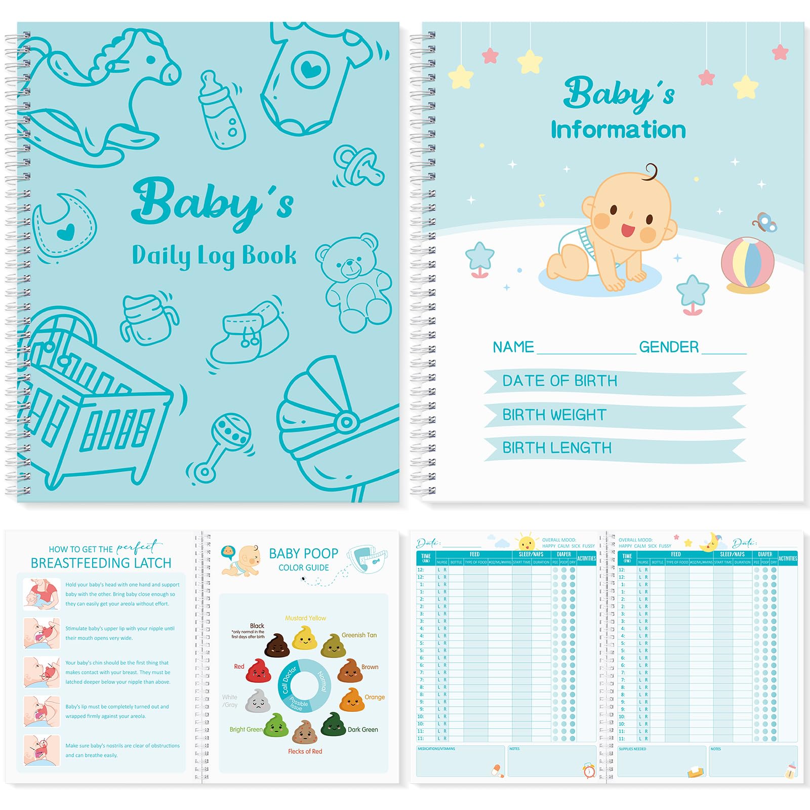 Photo 1 of Pasimy Baby Daily Log Book for Newborns Baby Feeding Track Log Journal and Monitor Nursing Tracker, Sleep, Diaper, Activities Schedule Planner for Nanny New Parents Gift, 8.5 x 11''