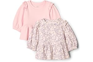 Amazon Essentials x Sofia Grainge Toddlers and Baby Girls' 3/4 Sleeve Knit Top, Pack of 2