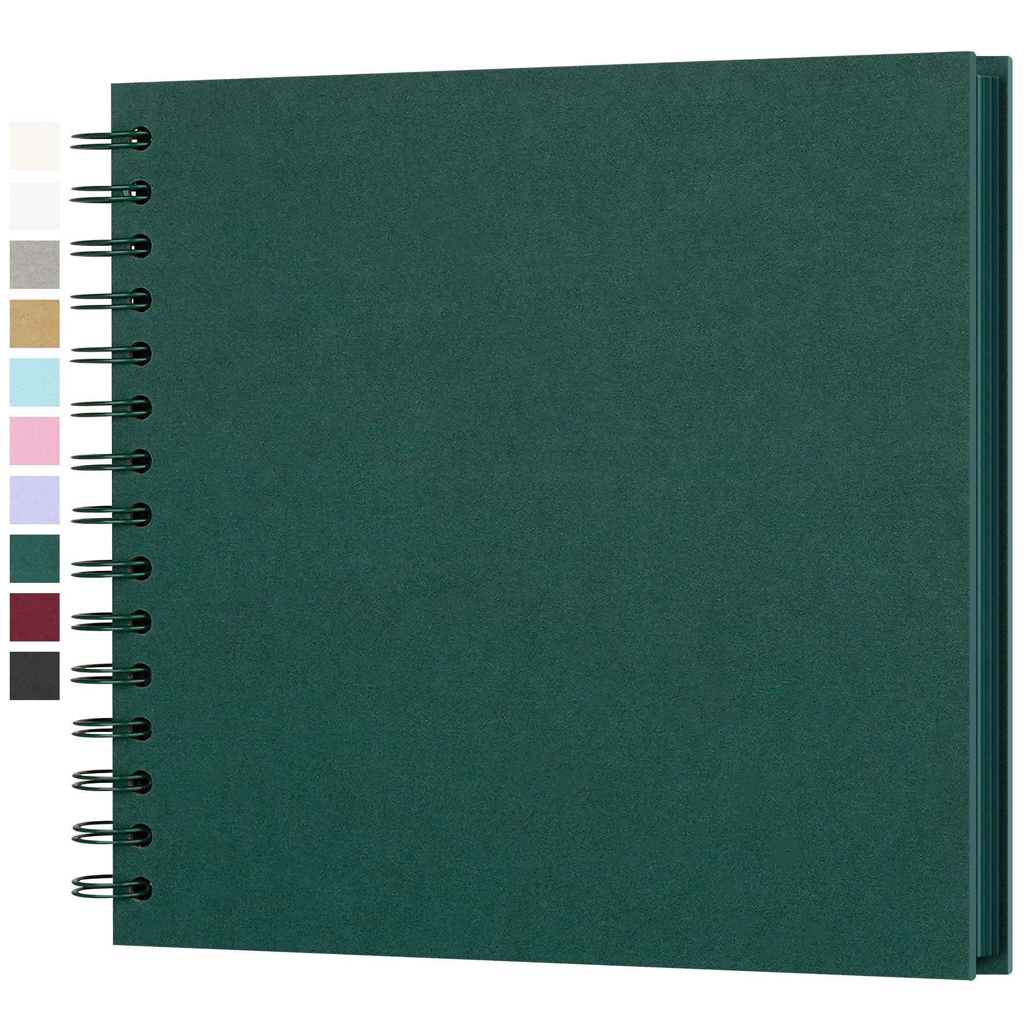 Yopih DIY Scrapbook Album 20.5x20.5 cm Hardcover Kraft Paper Scrap Book with 20 Sheets Memory Book for Family and Wedding Photography, Dark Green