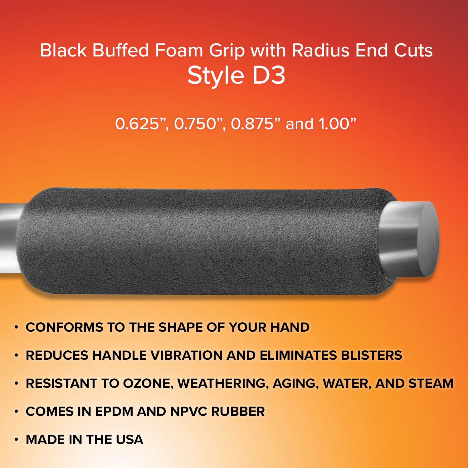 GripTek Black Buffed Foam Grips NPVC Foam Handle Grips for Bikes