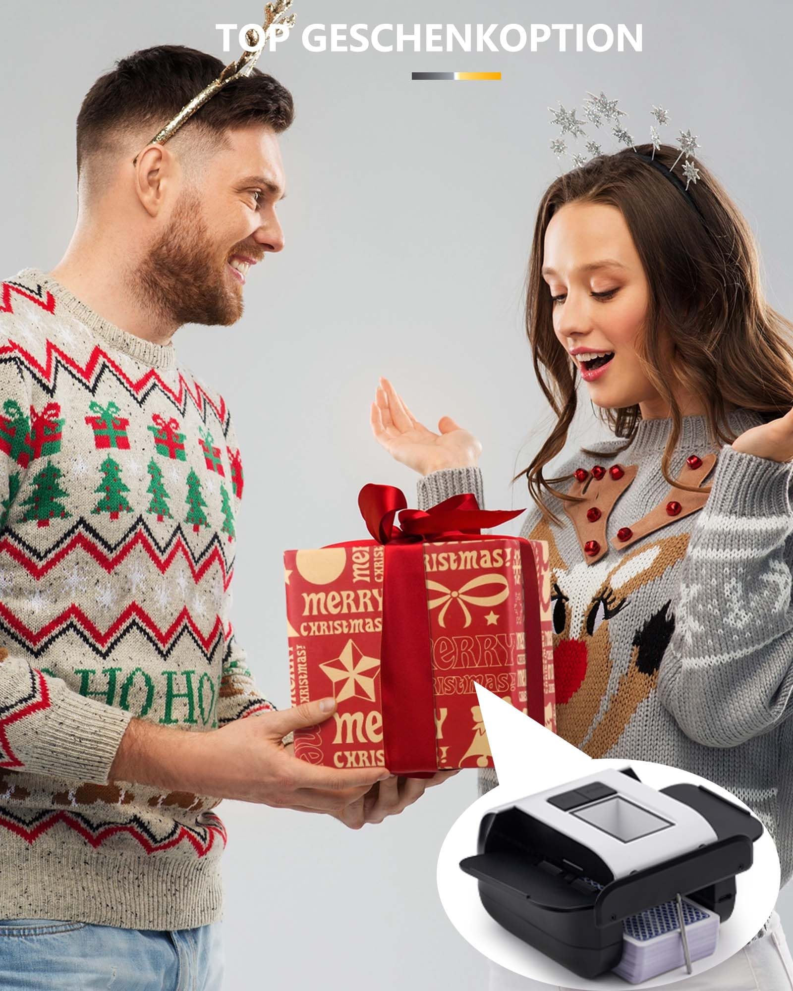 OBLITZON Kartenmischmaschine Elektrische Automatischer Kartenmischer für 1-2 Decks One-Press Auto & Manueller Modus Wiederaufladbar mit 2000mAh Geräuscharm Ideal für Poker UNO Blackjack Skip-BO 7