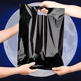 JeeJaan 50 Black Plastic Carrier Bags 15"x18"+3" Strong Patch Handle Retail view 6