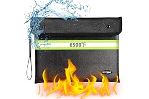 WJTZDZ 6500°F Fireproof Document Bag,Upgraded Fireproof Money Bag with Waterproof Zipper,10 Layers Heat Insulated Materials/Reflective Strip with Handle for Important Documents