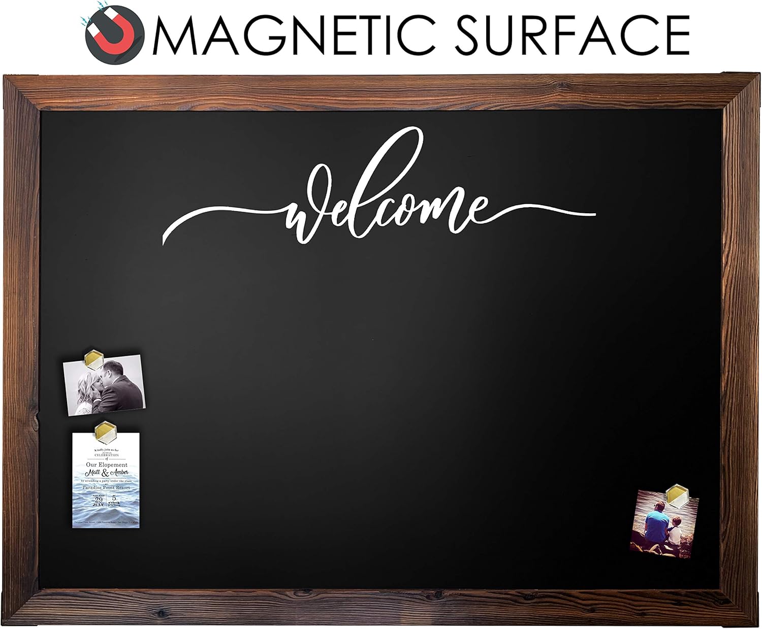 Loddie Doddie Huge Magnetic Chalkboard - 46" x 34.5" Rustic Framed Chalkboard for Wall Decor - Easy to Erase Chalkboard Rustic Frame for Kitchen, Framed Magnet Blackboard - Hanging Black Chalkboards : Office Products