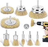 DazSpirit 9-Piece Wire Brush Set for Drills 1/4 Inch Shank Brass Coated Cup