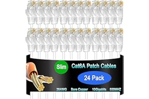 Lysymixs Cat6a Slim Ethernet Patch Cable 0.5 ft (24 Pack), Cat6a Patch Cable for Data Centers, Cat 6 Patch Cable 10G, Network