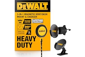 DEWALT Magnetic Phone Holder for Car Kit, Heavy Duty Wireless Charger, Vent Mount, Dash Mount, Charging Mounted Holders Cell 