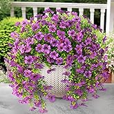 ZFProcess Artificial Hanging Flowers for Outdoors Spring Decoration, 2PCS Silk Fake Daisy Realistic Outdoor Flowers UV Resistant Porch Patio Window Yard Decor(Purple)
