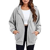 Oyamiki Zip Up Hoodie Women Oversized Sweatshirt Trendy Casual Tops Fashion Fall Outfits Jackets with Pockets