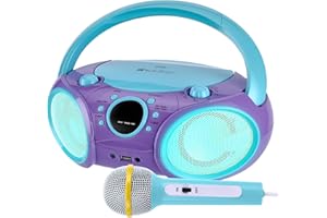 HPLAY SingingWood NP030AB-CV Portable Karaoke System, Portable CD Player Boombox with Wireless for Home AM FM Stereo Radio, Headphone Jack, Portable Karaoke Supported AC or Battery Powered - Violet