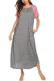 Ekouaer Loungewear, Maxi Night Gown Long Nightshirt