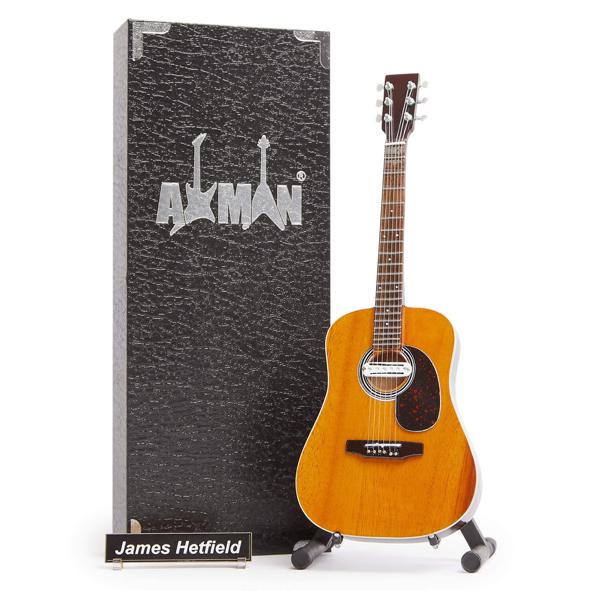 James Hetfield Miniature Guitar Replica - Music Gifts - Handmade Ornamental 1/4 Scale - Includes a Display Box, Name Tag and Miniature Guitar Stand