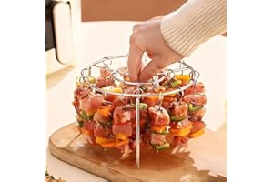 16-inch Stainless Steel Multi-Functional Kitchen Grill with 24 Skewers – Vertical Rotisserie for Air Fryer, Oven & Countertop