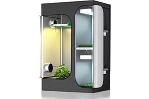 TopoGrow 2-in-1 48"X36"X72" Grow Tent 4'X3' Diamond Mylar Canvas Reflective Growing Tents Room Box House Lodge Propagation Flower Veg Indoor Plant Growing Hydroponics Growing System with Floor Tray