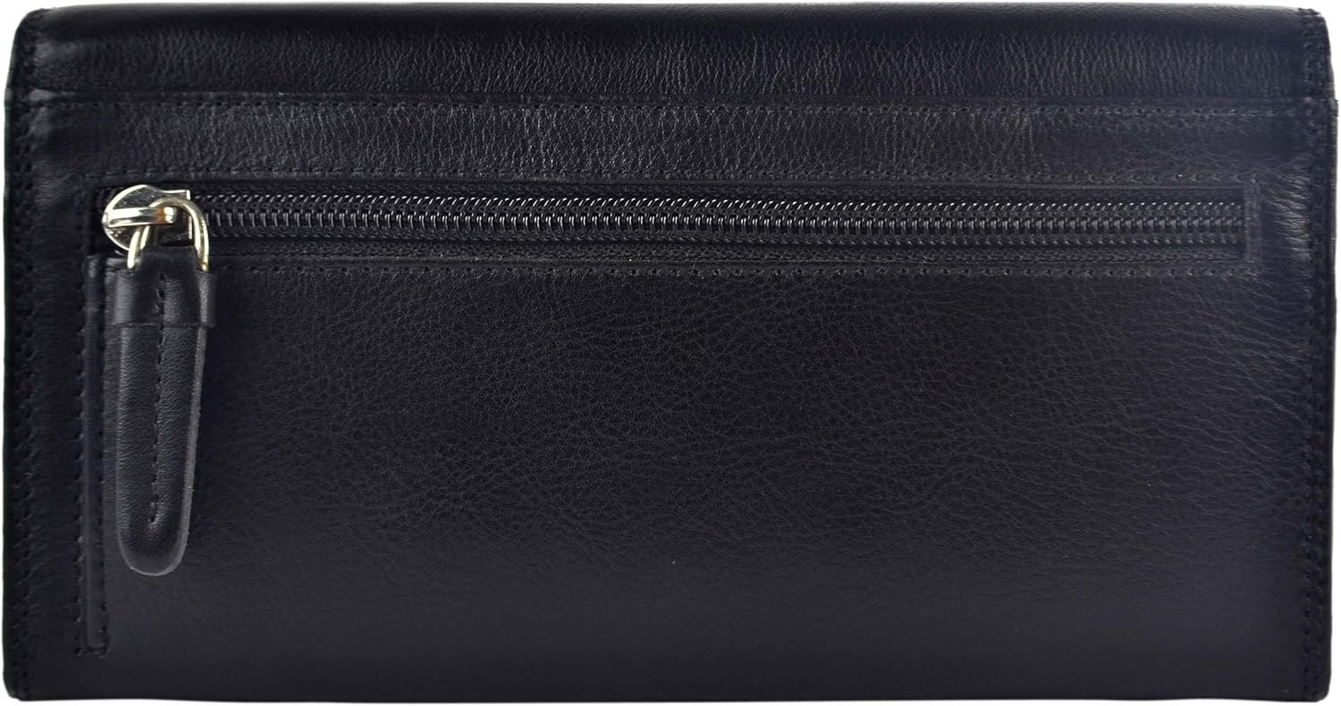 Visconti Ladies Larger Leather Purse Wallet Heritage Collection Gift Boxed (Black), Approx 18.5cm x 10cm x 3cm ( 7.25" x 4" x 1.25") - Image 5