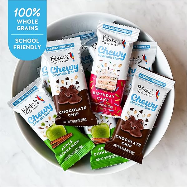 BLAKE’S SEED BASED CHEWY GRANOLA BARS — CHOCOLATE CHIP (5 COUNT), VEGAN, GLUTEN FREE, NUT FREE & DAIRY FREE, HEALTHY SNACKS FOR KIDS OR ADULTS, SCHOOL SAFE, LOW CALORIE SOY FREE SNACK