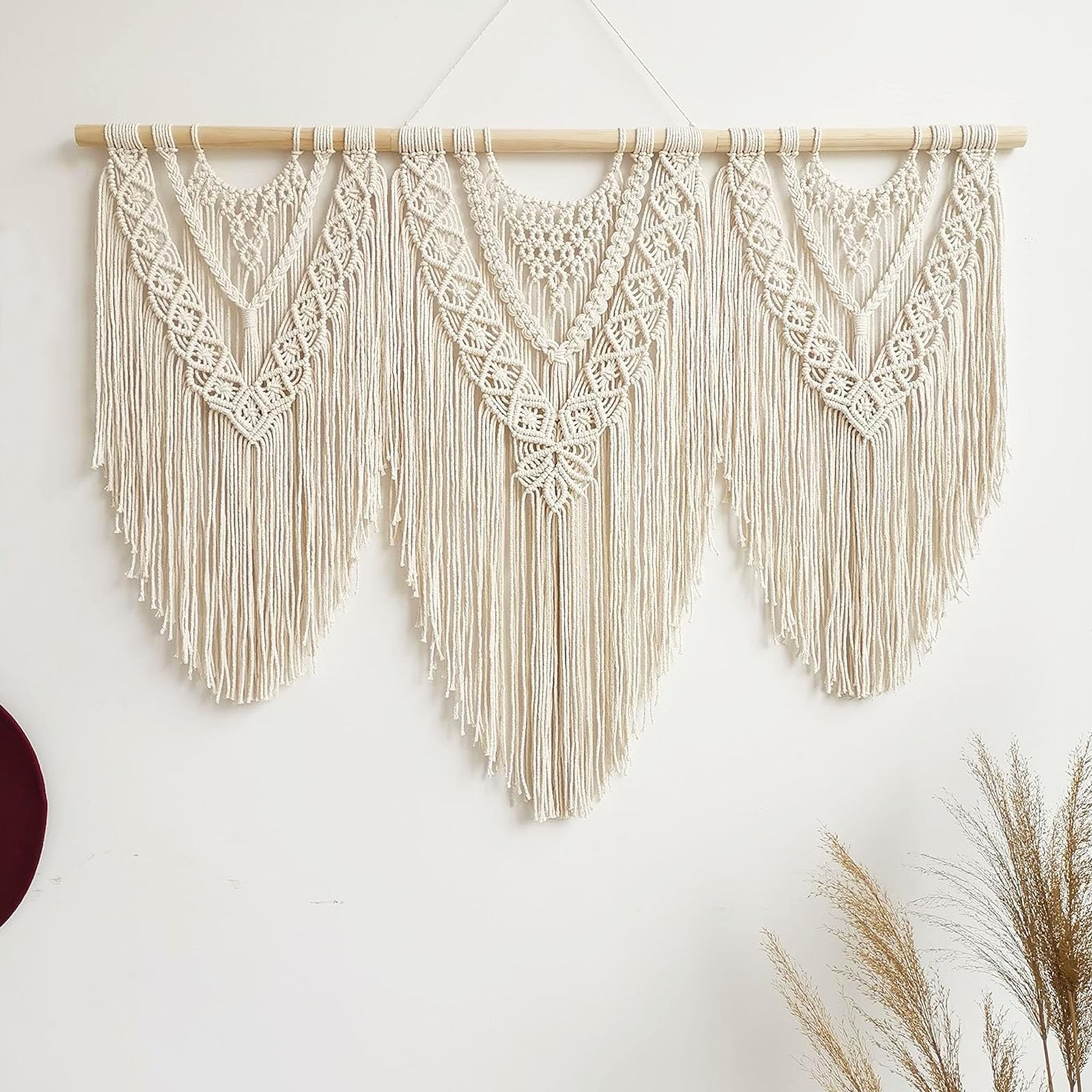 Hibisaws Macrame Boho Tapestry, Large, Handwoven, Bedroom & Balcony Wall Decoration, Gift for Women