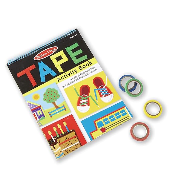 Melissa & Doug Tape Activity Book, Early Learning Skill Builder, 4 Rolls of Easy-Tear Tape, Sturdy Plastic Binding, 20 Pages, 27.686 cm H x 20.066 cm W x 1.143 cm L