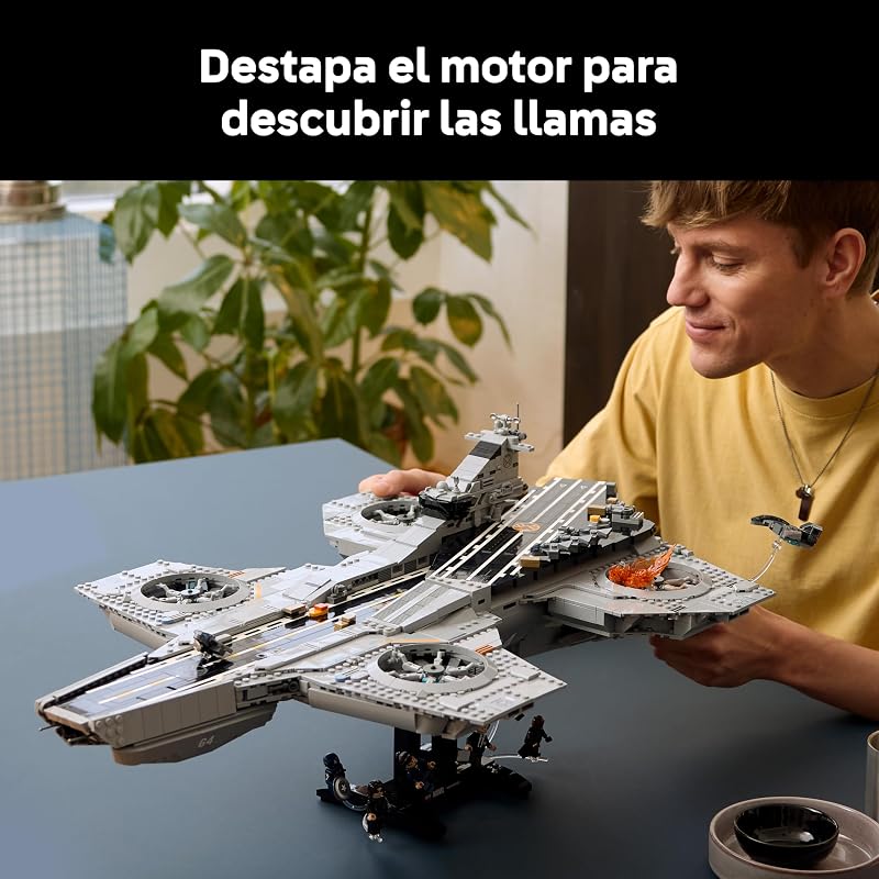 | Porta-aviões Marvel S.H.I.E.L.D. Helicarrier – Kit de Construção Adulta para Porta-Aviões – 6 Minifiguras incluindo Capitão América & Nick Fury – Decoração de Estante - Ideia de Presente 76354