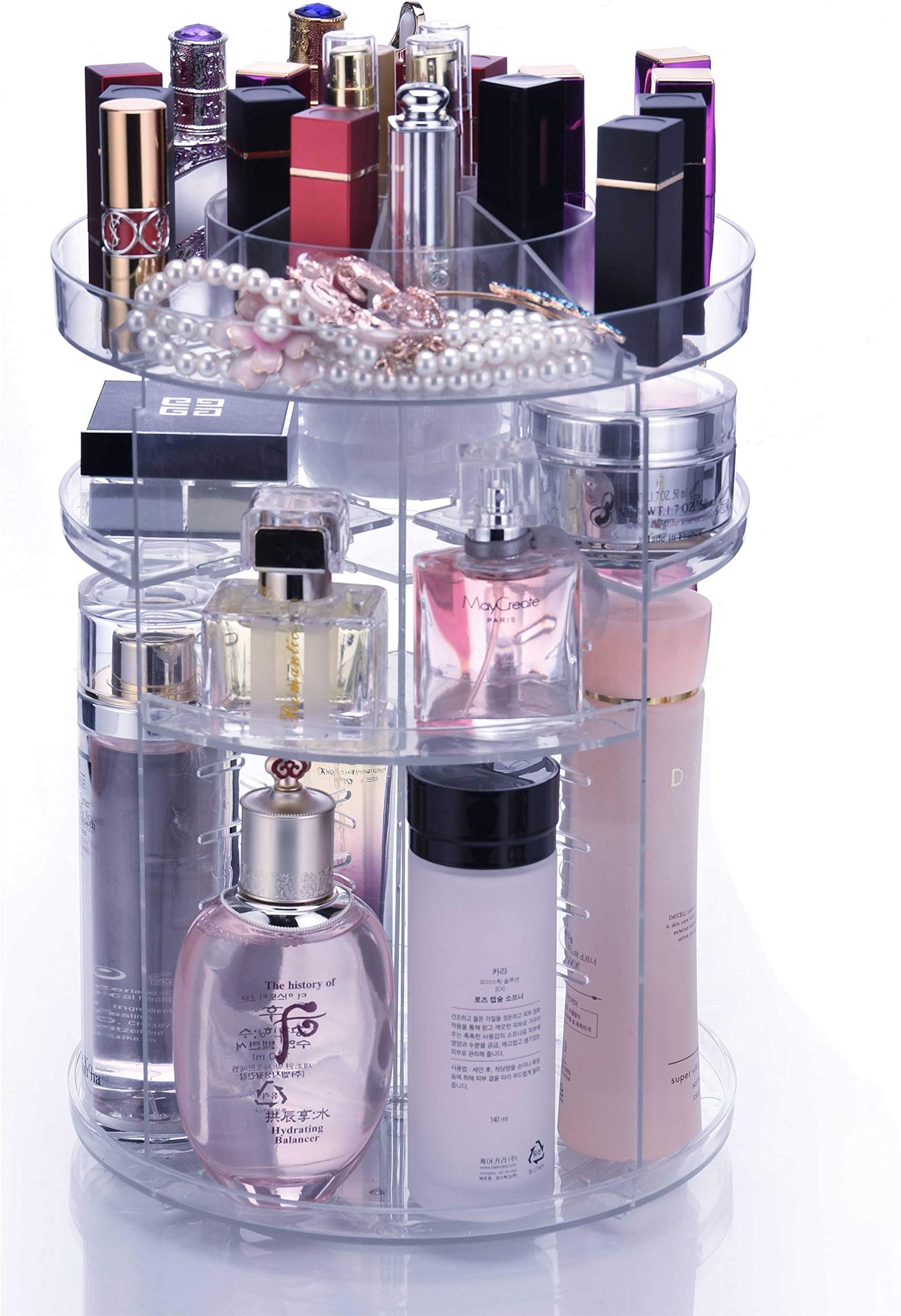 WEBI Makeup Organizer,Vanity Organizer,Cosmetic Organizer,Rotating Makeup Organizers Countertop Storage Makeup Tray,Makeup Holder Caddy Containers,Beauty Organizer,Crystal