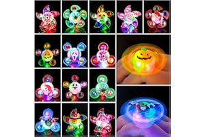 Mikulala 24 Pack LED Halloween Rings Fidget Toys, Halloween Party Favors for Kids, Halloween Goodie Bag Stuffers, Halloween Trick Or Treat Light up Toys Non Candy Gifts
