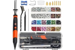 Catcan Hotfix Applicator Tool, Hotfix Rhinestones Applicator Bedazzler Kit with 2 Boxes AB Crystal Rhinestones Picker Tool, 7 Tips/Tweezers/Pencil/Brush DIY for Crafts