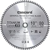 Concord Blades WCB1000T080HP 10-Inch 80 Teeth TCT General Purpose Hard & Soft Wood Saw Blade