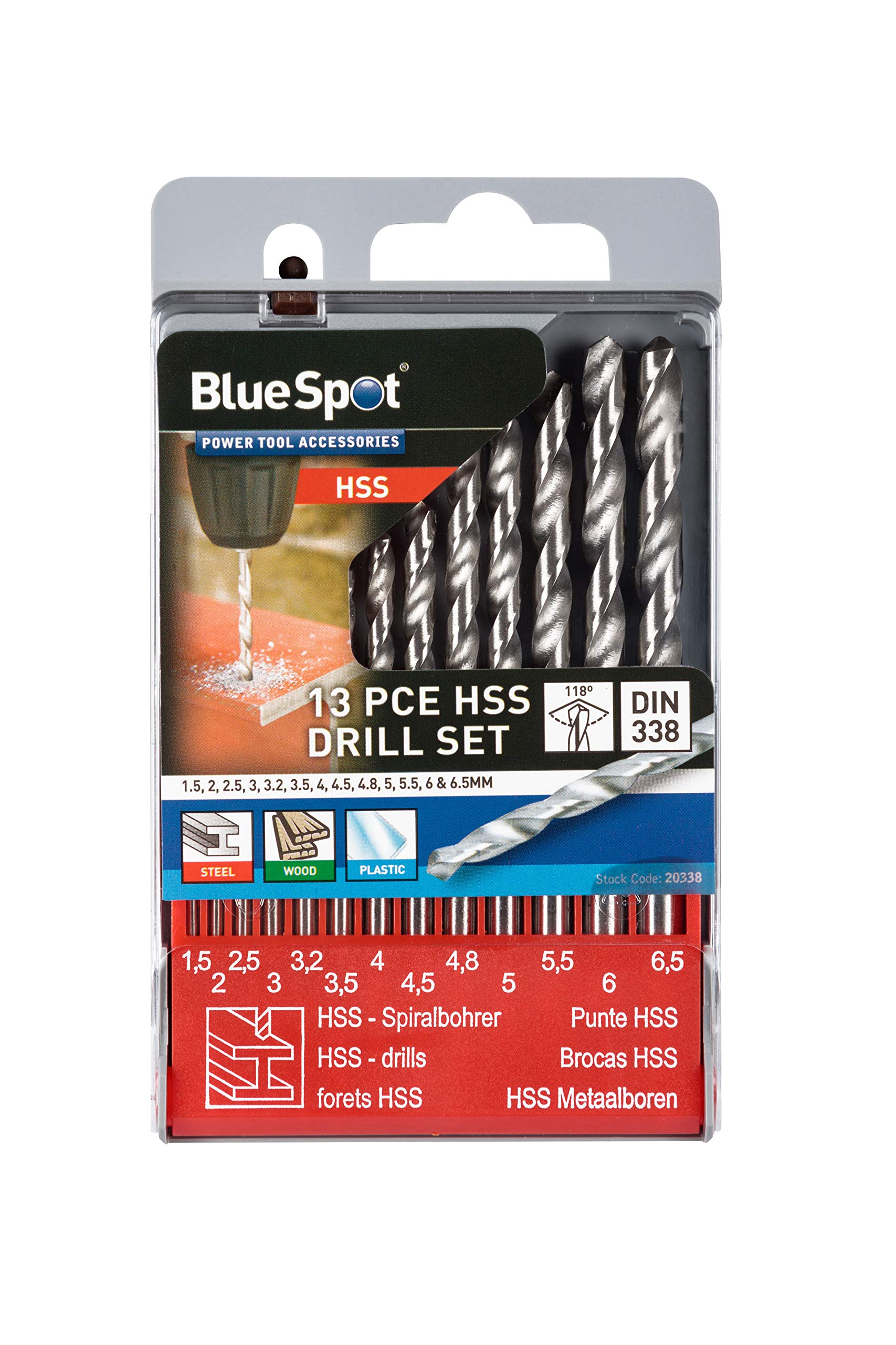 BlueSpot 13 PCE Half Ground HSS Drill Set (1.5mm - 6.5mm)