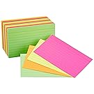 AmazonBasics Ruled Index Flash Cards, Assorted Neon Colored, 3x5 Inch, 300-Count