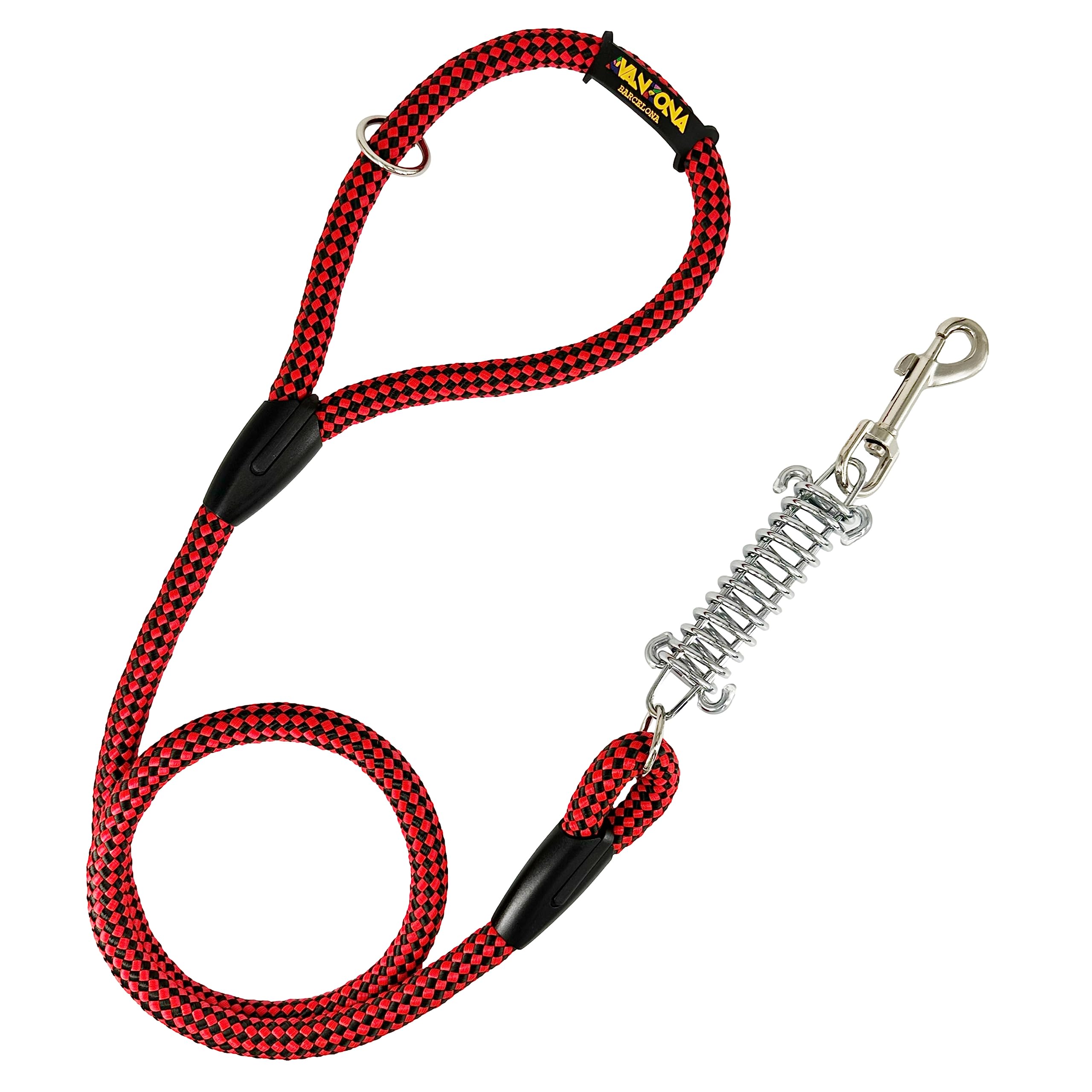 Dog Lead, Shock Absorber, Anti Pull, for Medium and Large Dogs, Made in Spain. 120cm. Red&Black